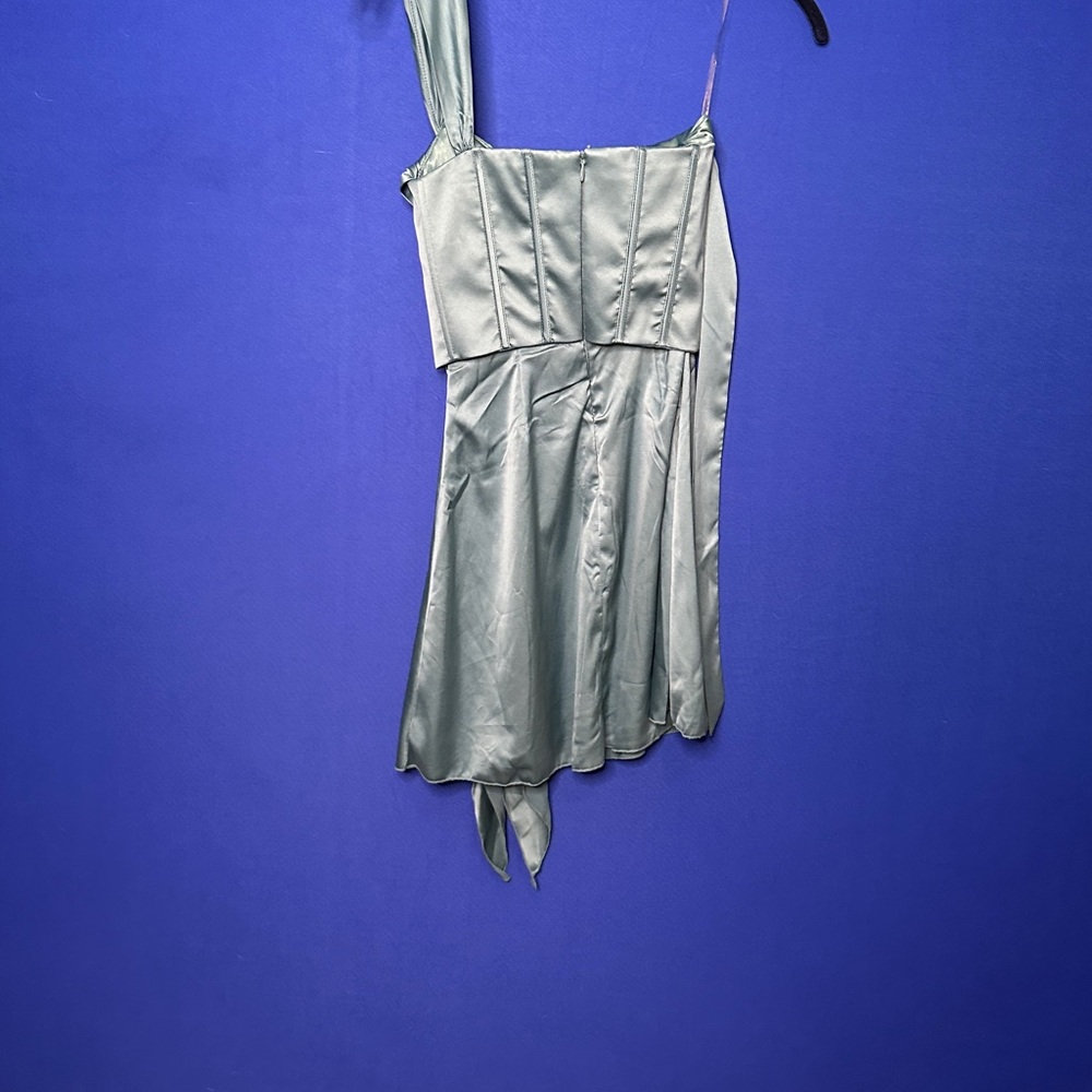 Oh Polly Silver Asymmetrical Slip Dress Cocktail